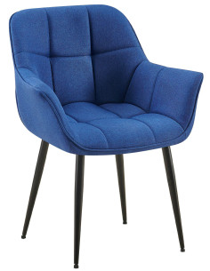 Fauteuil de table haut de gamme en Tissu Bleu Métal Noir Davlyn - 1