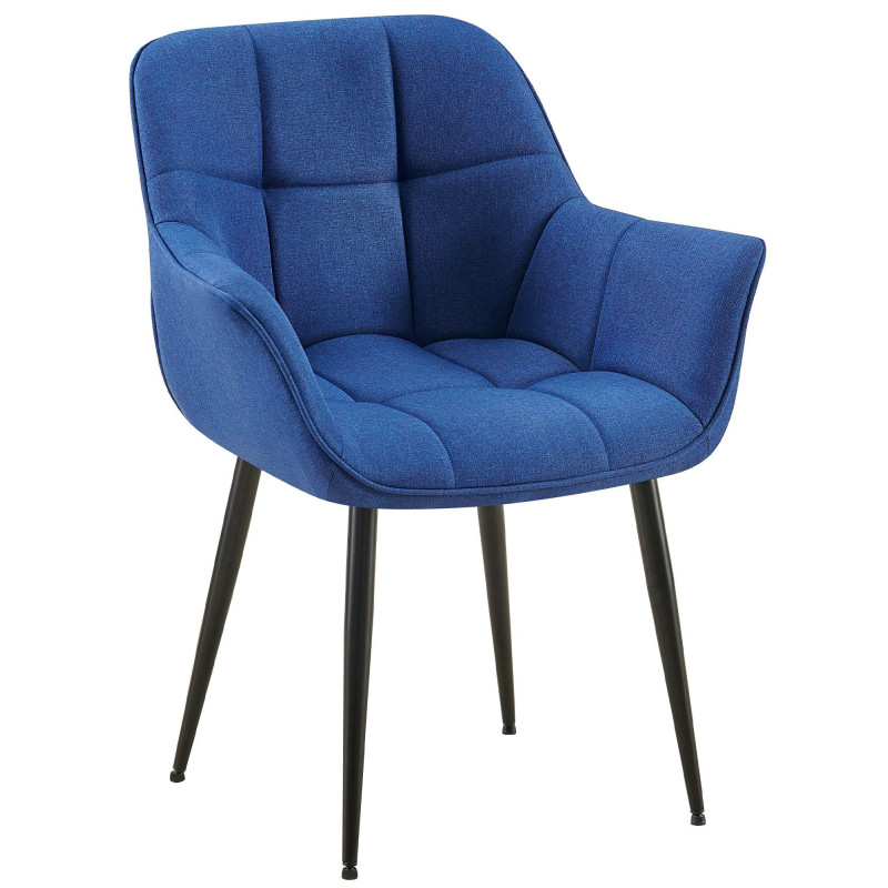 Fauteuil de table haut de gamme en Tissu Bleu Métal Noir Davlyn - 1