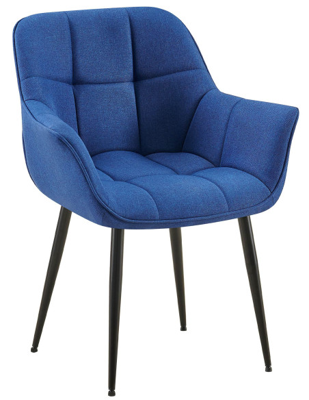Fauteuil de table haut de gamme en Tissu Bleu Métal Noir Davlyn - 1