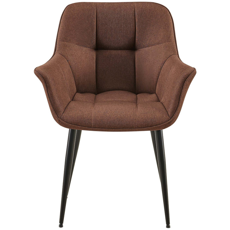 Fauteuil de table haut de gamme en Tissu Marron Métal Noir Davlyn - 2