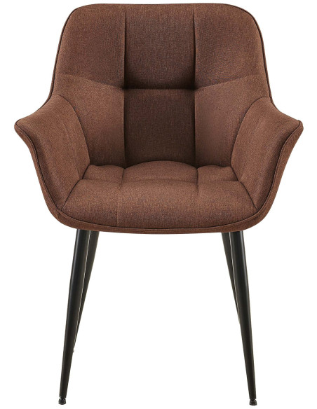 Fauteuil de table haut de gamme en Tissu Marron Métal Noir Davlyn - 2