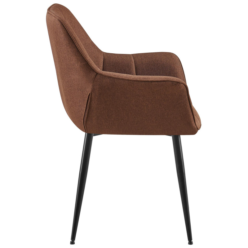 Fauteuil de table haut de gamme en Tissu Marron Métal Noir Davlyn - 3