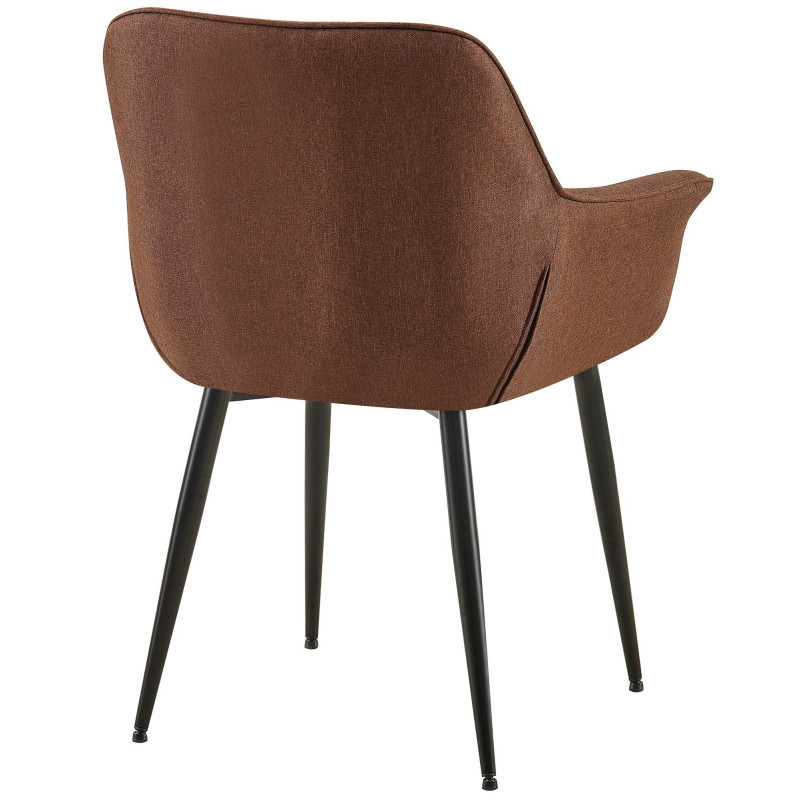 Fauteuil de table haut de gamme en Tissu Marron Métal Noir Davlyn - 4