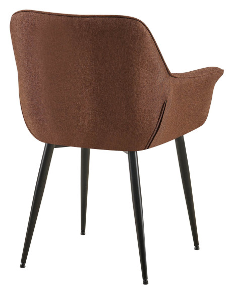 Fauteuil de table haut de gamme en Tissu Marron Métal Noir Davlyn - 4