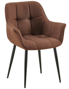 Fauteuil de table haut de gamme en Tissu Marron Métal Noir Davlyn - 1