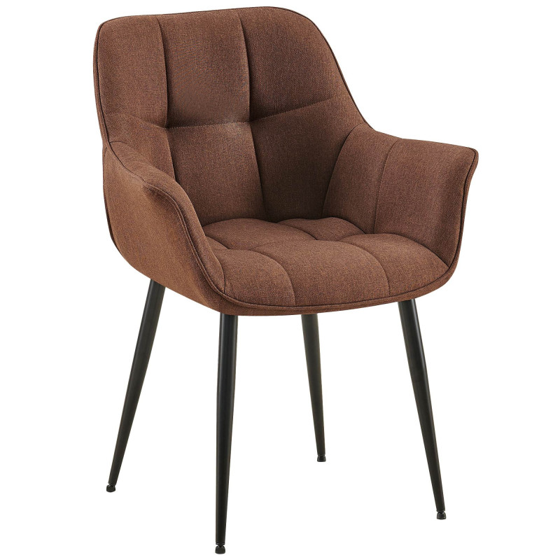 Fauteuil de table haut de gamme en Tissu Marron Métal Noir Davlyn - 1