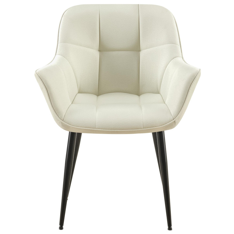 Fauteuil de table haut de gamme en Tissu Blanc crème Métal Noir Davlyn - 2
