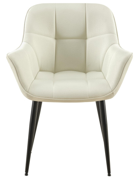 Fauteuil de table haut de gamme en Tissu Blanc crème Métal Noir Davlyn - 2