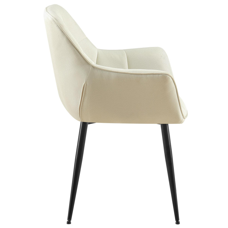 Fauteuil de table haut de gamme en Tissu Blanc crème Métal Noir Davlyn - 3