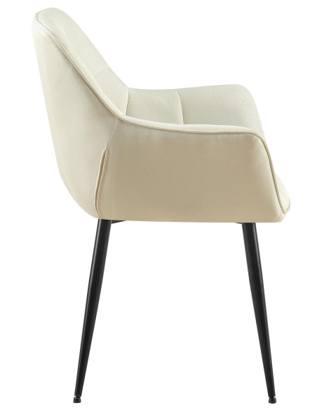 Fauteuil de table haut de gamme en Tissu Blanc crème Métal Noir Davlyn - 3