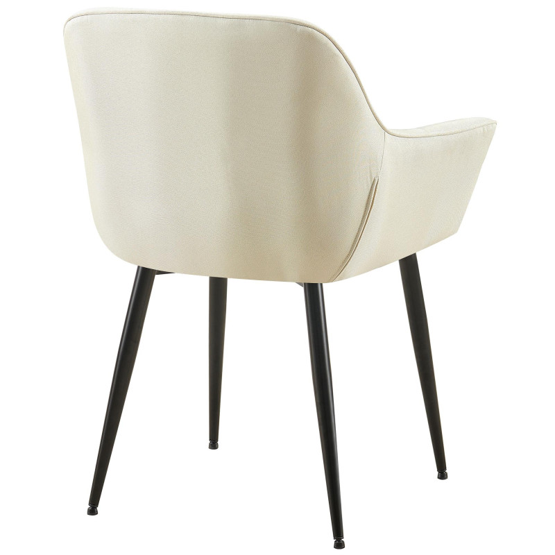 Fauteuil de table haut de gamme en Tissu Blanc crème Métal Noir Davlyn - 4