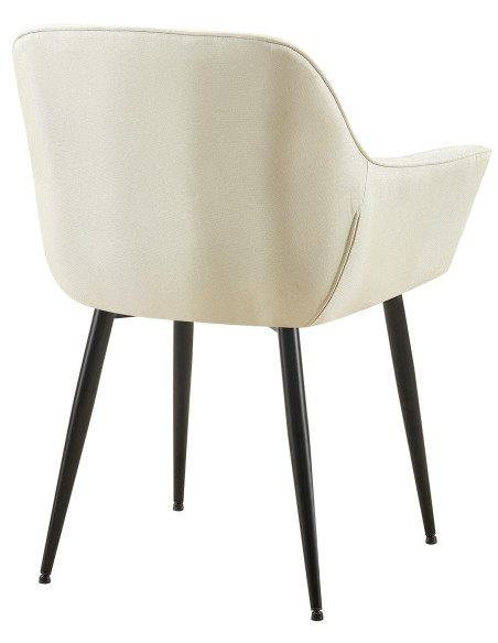 Fauteuil de table haut de gamme en Tissu Blanc crème Métal Noir Davlyn - 4