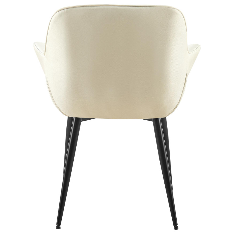 Fauteuil de table haut de gamme en Tissu Blanc crème Métal Noir Davlyn - 5