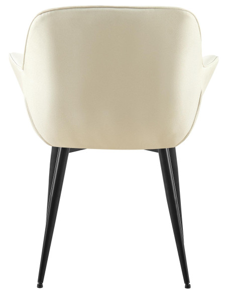 Fauteuil de table haut de gamme en Tissu Blanc crème Métal Noir Davlyn - 5