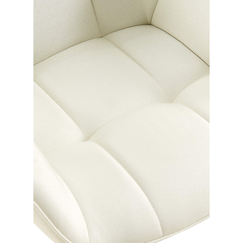 Fauteuil de table haut de gamme en Tissu Blanc crème Métal Noir Davlyn - 7