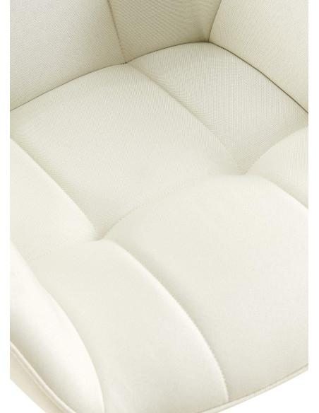Fauteuil de table haut de gamme en Tissu Blanc crème Métal Noir Davlyn - 7