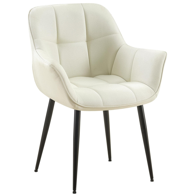 Fauteuil de table haut de gamme en Tissu Blanc crème Métal Noir Davlyn - 1