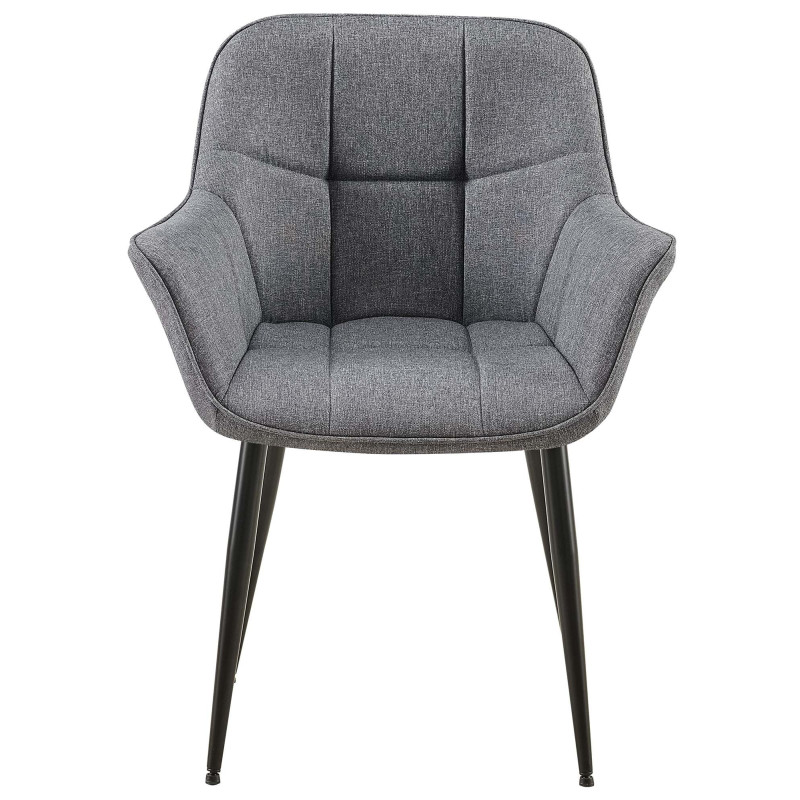 Fauteuil de table haut de gamme en Tissu Gris foncé Métal Noir Davlyn - 2