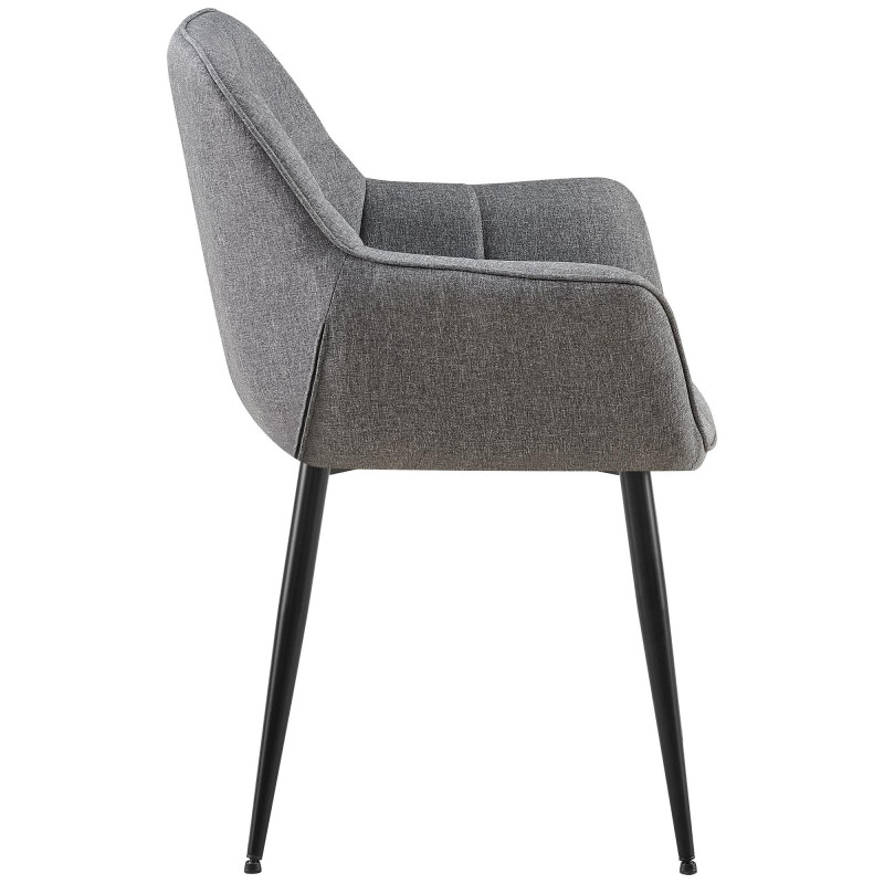 Fauteuil de table haut de gamme en Tissu Gris foncé Métal Noir Davlyn - 3