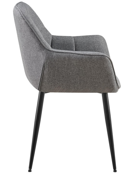 Fauteuil de table haut de gamme en Tissu Gris foncé Métal Noir Davlyn - 3