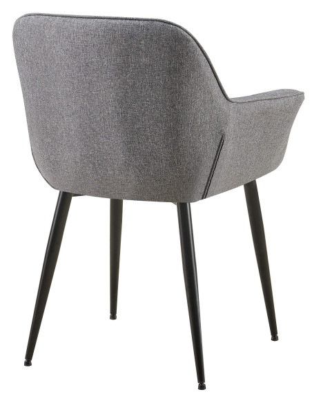 Fauteuil de table haut de gamme en Tissu Gris foncé Métal Noir Davlyn - 7