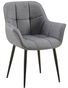 Fauteuil de table haut de gamme en Tissu Gris foncé Métal Noir Davlyn - 1