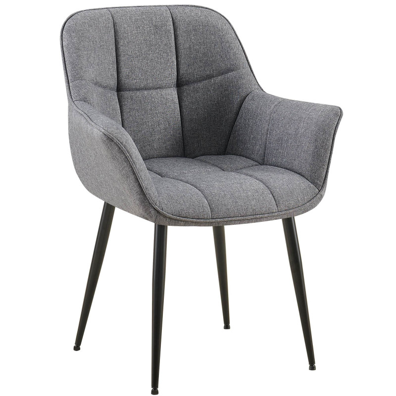 Fauteuil de table haut de gamme en Tissu Gris foncé Métal Noir Davlyn - 1