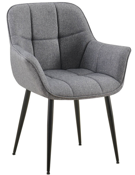 Fauteuil de table haut de gamme en Tissu Gris foncé Métal Noir Davlyn - 1