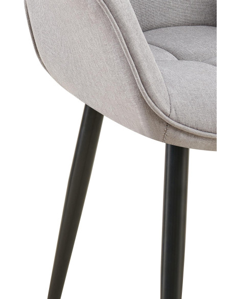 Fauteuil de table haut de gamme en Tissu Gris Métal Noir Davlyn - 6