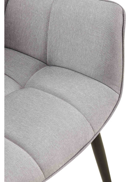 Fauteuil de table haut de gamme en Tissu Gris Métal Noir Davlyn - 7