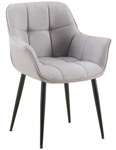 Fauteuil de table haut de gamme en Tissu Gris Métal Noir Davlyn - 1