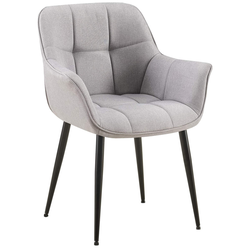 Fauteuil de table haut de gamme en Tissu Gris Métal Noir Davlyn - 1