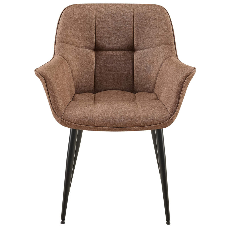 Fauteuil de table haut de gamme en Tissu Taupe Métal Noir Davlyn - 2