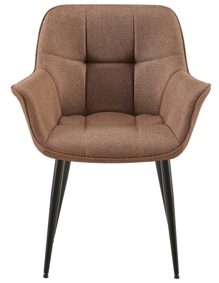 Fauteuil de table haut de gamme en Tissu Taupe Métal Noir Davlyn - 2
