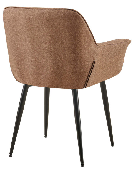 Fauteuil de table haut de gamme en Tissu Taupe Métal Noir Davlyn - 4