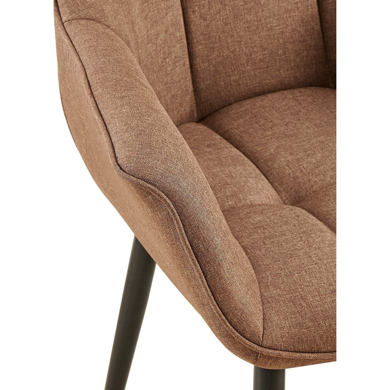 Fauteuil de table haut de gamme en Tissu Taupe Métal Noir Davlyn - 7