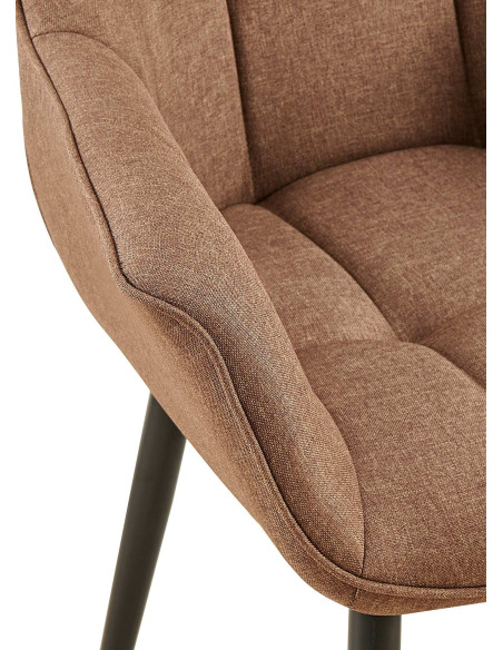 Fauteuil de table haut de gamme en Tissu Taupe Métal Noir Davlyn - 7