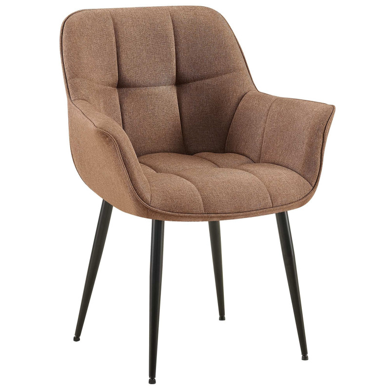 Fauteuil de table haut de gamme en Tissu Taupe Métal Noir Davlyn - 1
