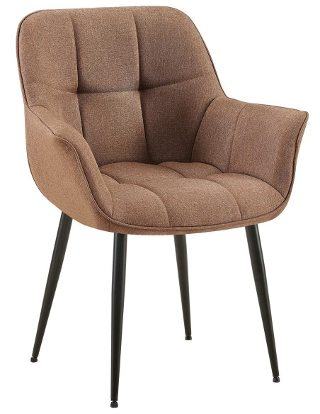 Fauteuil de table haut de gamme en Tissu Taupe Métal Noir Davlyn - 1