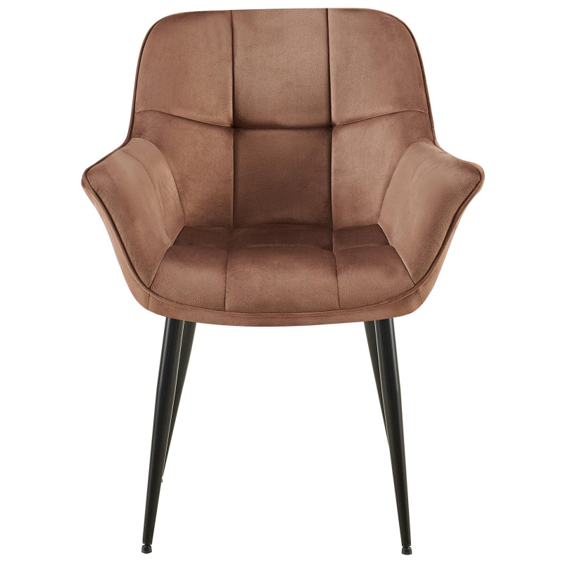 Fauteuil de table haut de gamme en Velours Marron Métal Noir Davlyn - 2