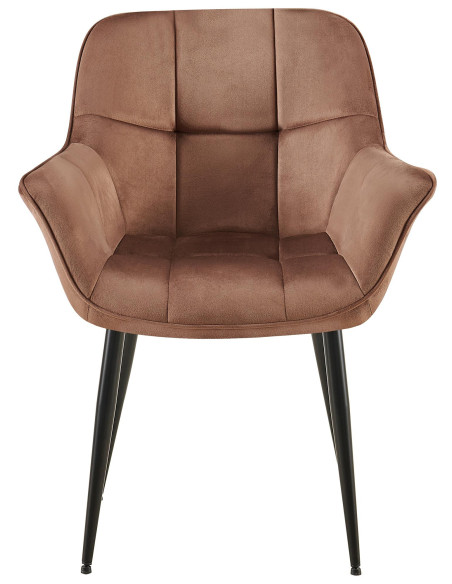 Fauteuil de table haut de gamme en Velours Marron Métal Noir Davlyn - 2