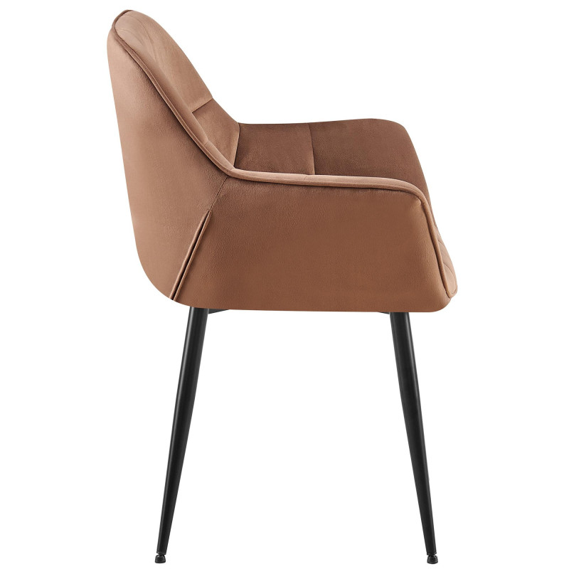 Fauteuil de table haut de gamme en Velours Marron Métal Noir Davlyn - 3