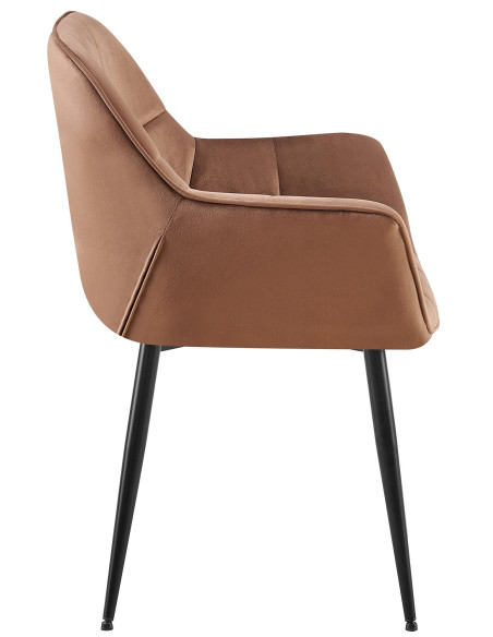 Fauteuil de table haut de gamme en Velours Marron Métal Noir Davlyn - 3