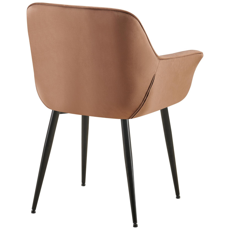 Fauteuil de table haut de gamme en Velours Marron Métal Noir Davlyn - 4