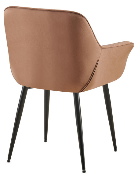 Fauteuil de table haut de gamme en Velours Marron Métal Noir Davlyn - 4