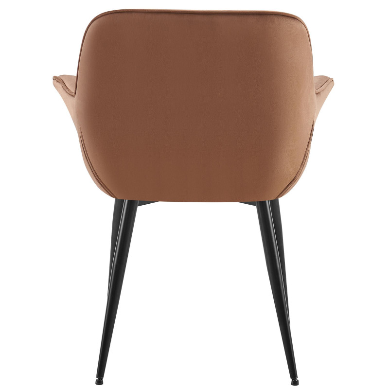 Fauteuil de table haut de gamme en Velours Marron Métal Noir Davlyn - 5