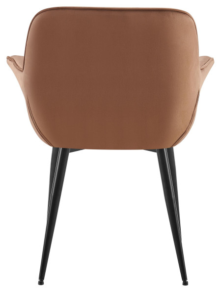 Fauteuil de table haut de gamme en Velours Marron Métal Noir Davlyn - 5