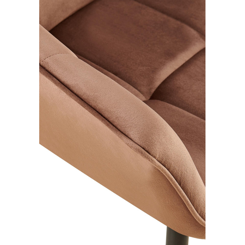 Fauteuil de table haut de gamme en Velours Marron Métal Noir Davlyn - 6