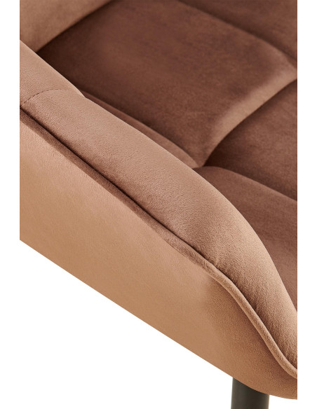 Fauteuil de table haut de gamme en Velours Marron Métal Noir Davlyn - 6