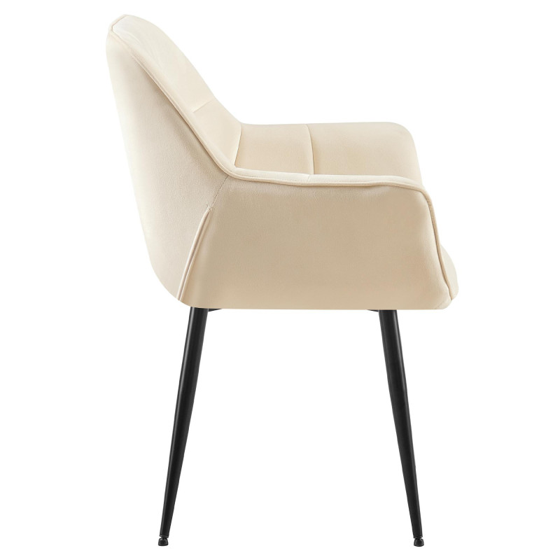 Fauteuil de table haut de gamme en Velours Blanc crème Métal Noir Davlyn - 3